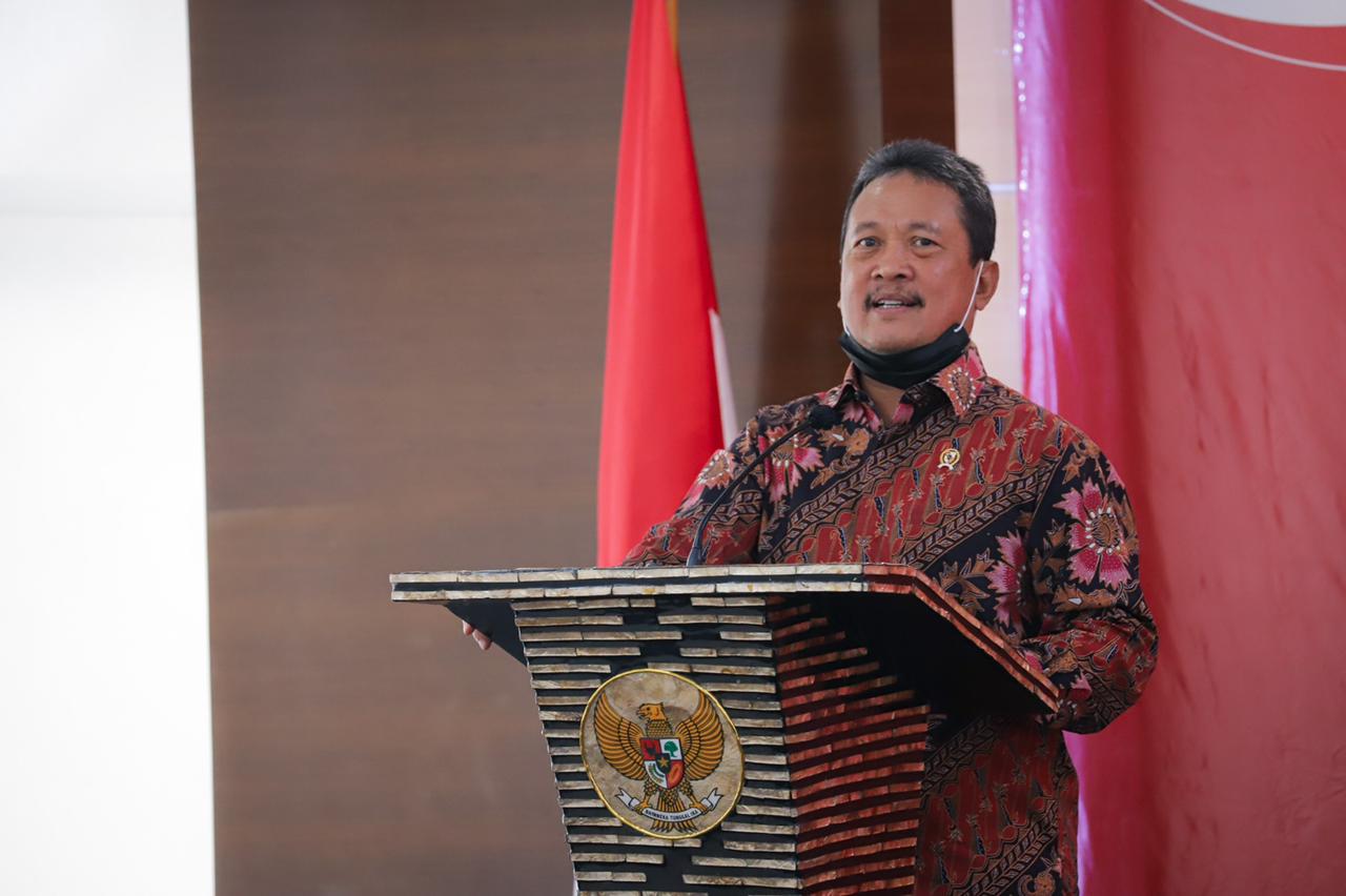 Jakarta - Rabu (3/2), Menteri Kelautan dan Perikanan Sakti Wahyu Trenggono membuka Rakerwas Inspektorat Jenderal KKP di Auditorium Tuna, Lantai 15, Gedung Mina Bahari IV.