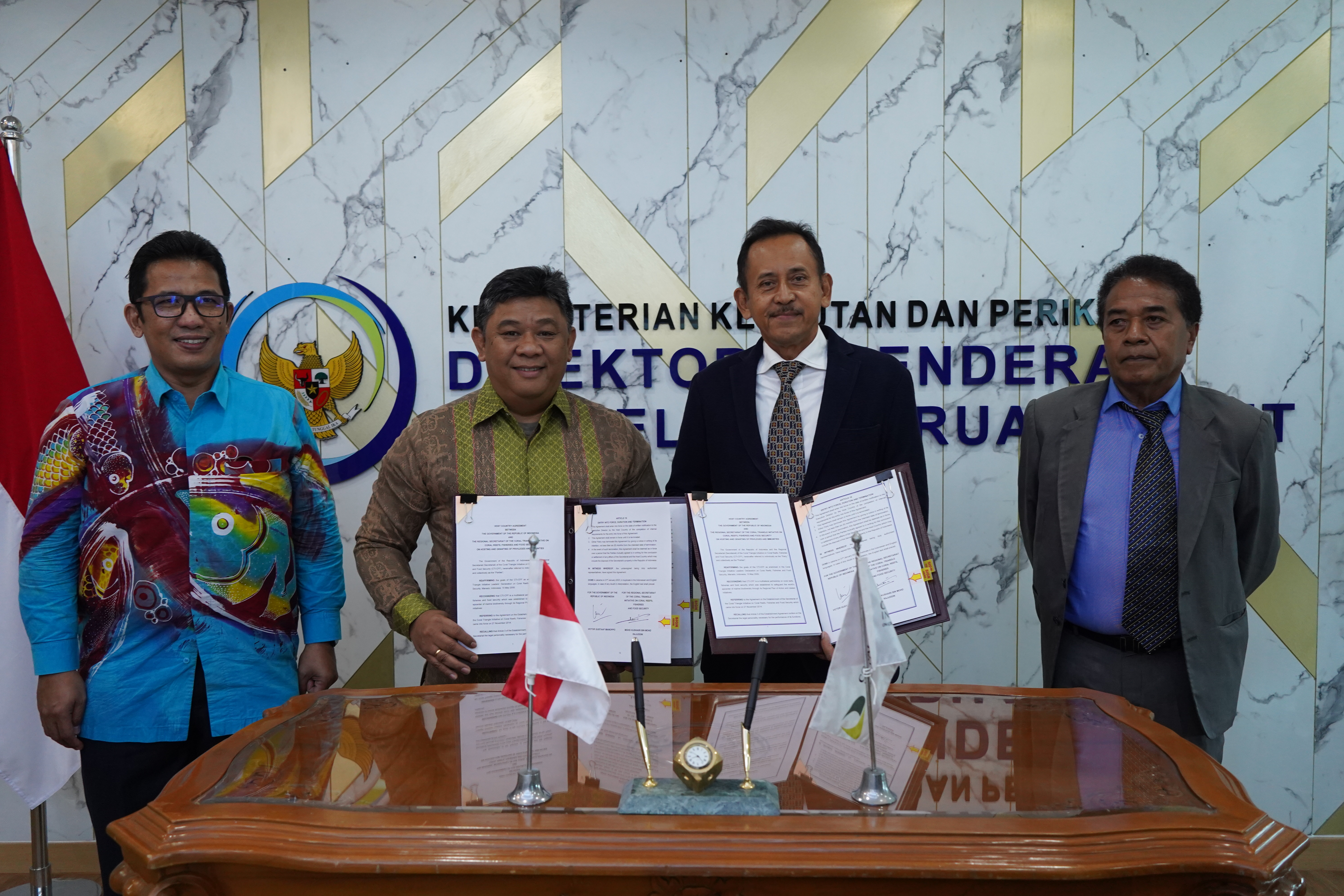 Penandatanganan Persetujuan Negara Tuan Rumah (Host Country Agreement/HCA) antara Pemerintah Indonesia dengan Sekretariat Regional CTI-CFF, Jakarta (31/1).