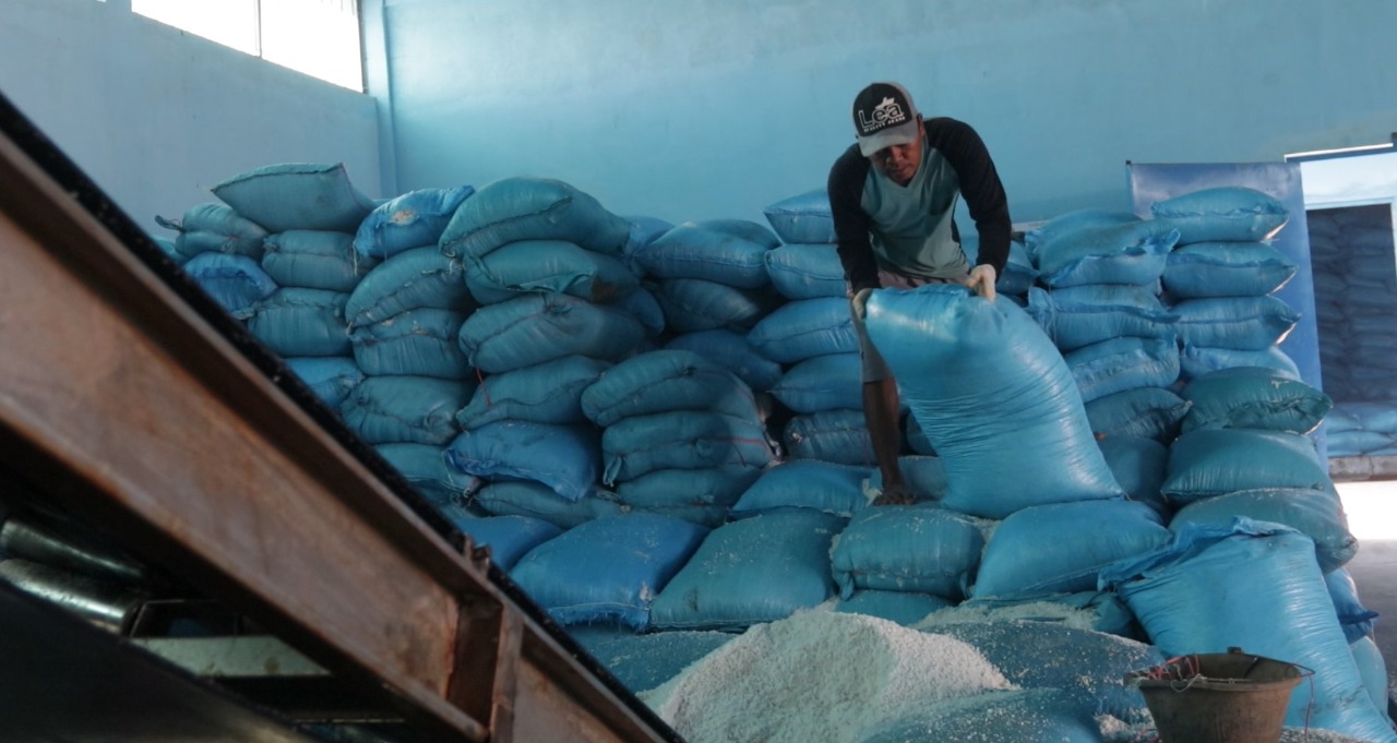 Kunjungan Plt. Dirjen PRL Ibu Pamuji Lestari ke lokasi Washing plant garam di Indramayu, (28/8).