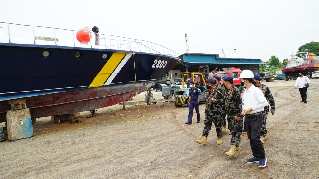 Dirjen PSDKP Melakukan Peninjauan Pengerjaan Dua Unit Speed Boat Yang Sedang Dibangun di PT Palindo (22/8)